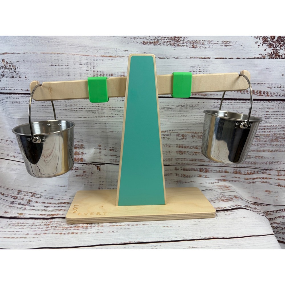 Lovevery Wooden Balance Scale The Babbler Play Kit Toddler STEM Toy Teal Wood